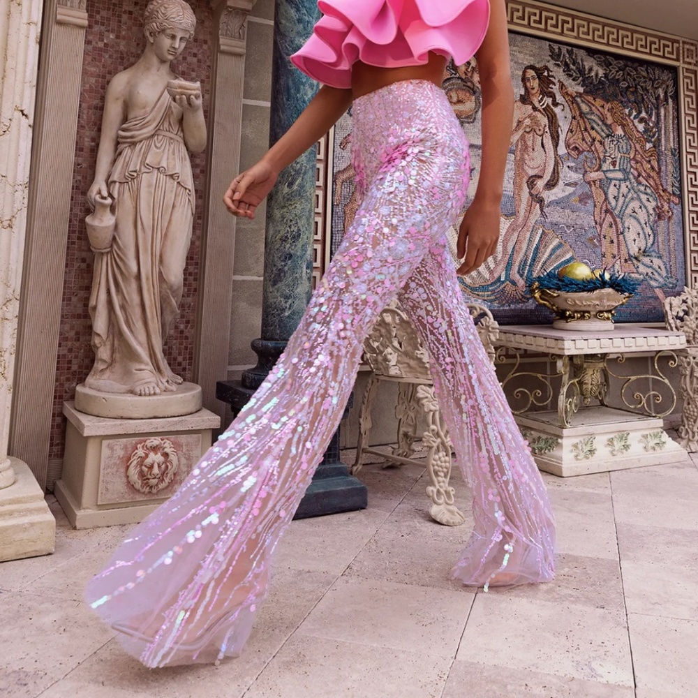 ELIYA THE LABEL ALYCE PANTS: Sparkle pink pants (Size L)